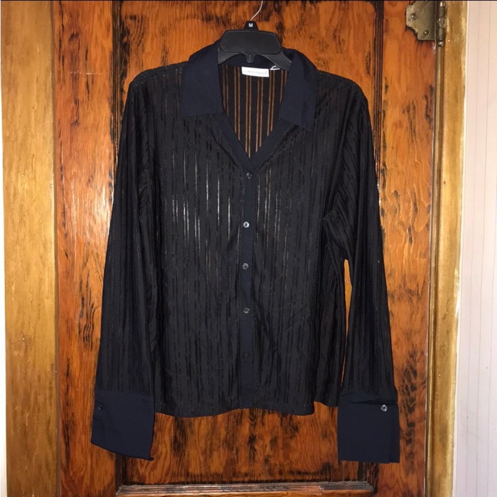 Croft & Barrow black, button up, long sleeve blouse